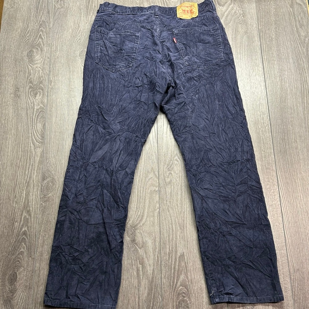 Levis 505 Regular Fit Straight Leg Navy Blue Corduroy Pants Mens 34x30 Tag 36x30